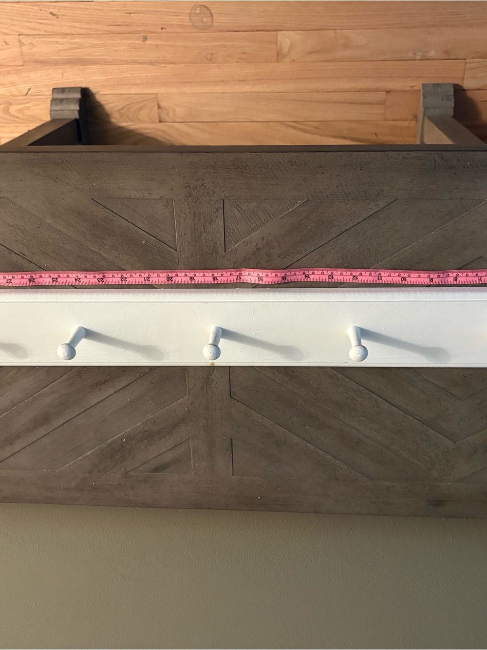 Wall-Mounted Coat Rack Shelf in White and Weathered White